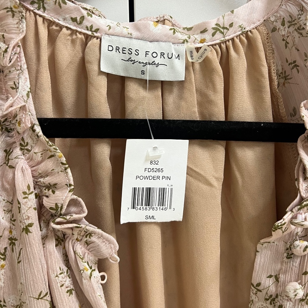NWT | DRESS FORUM Dainty Floral Ruffle Mini Dress | Size Small - Picture 3 of 4